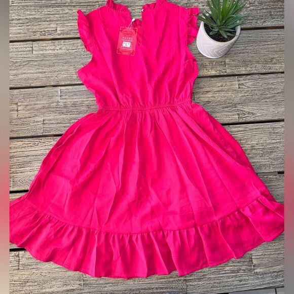 Elegant Pink Ruffle Mini Dress women size S - Picture 3 of 6